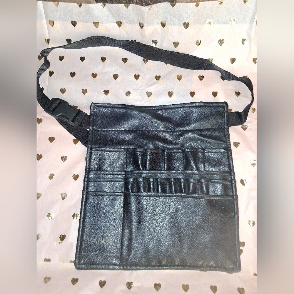 Babor Leather Makeup Brush Black Belt Bag